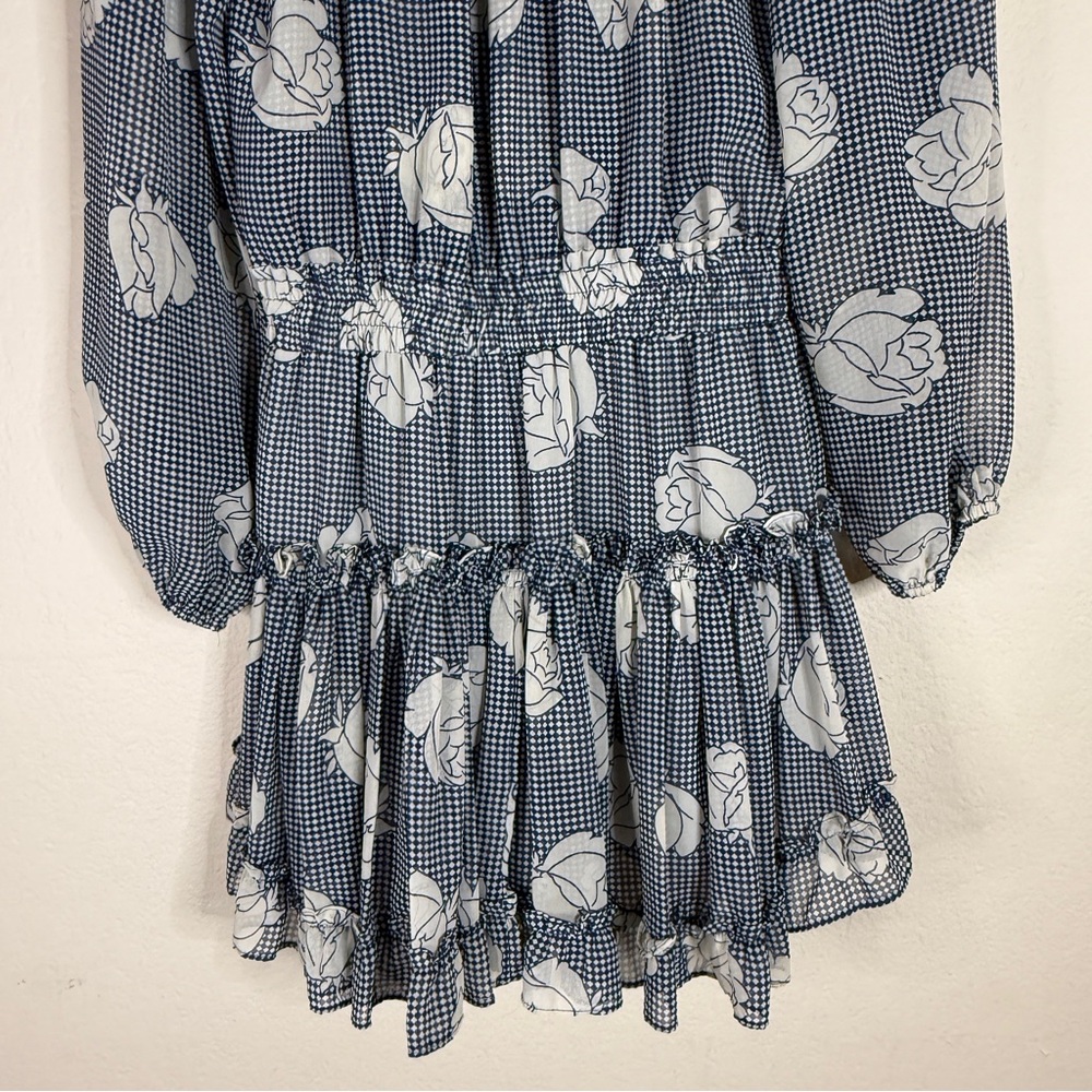 MISA LOS ANGELES white and navy blue checkered Duval mini dress EXTRA SMALL - Picture 3 of 8